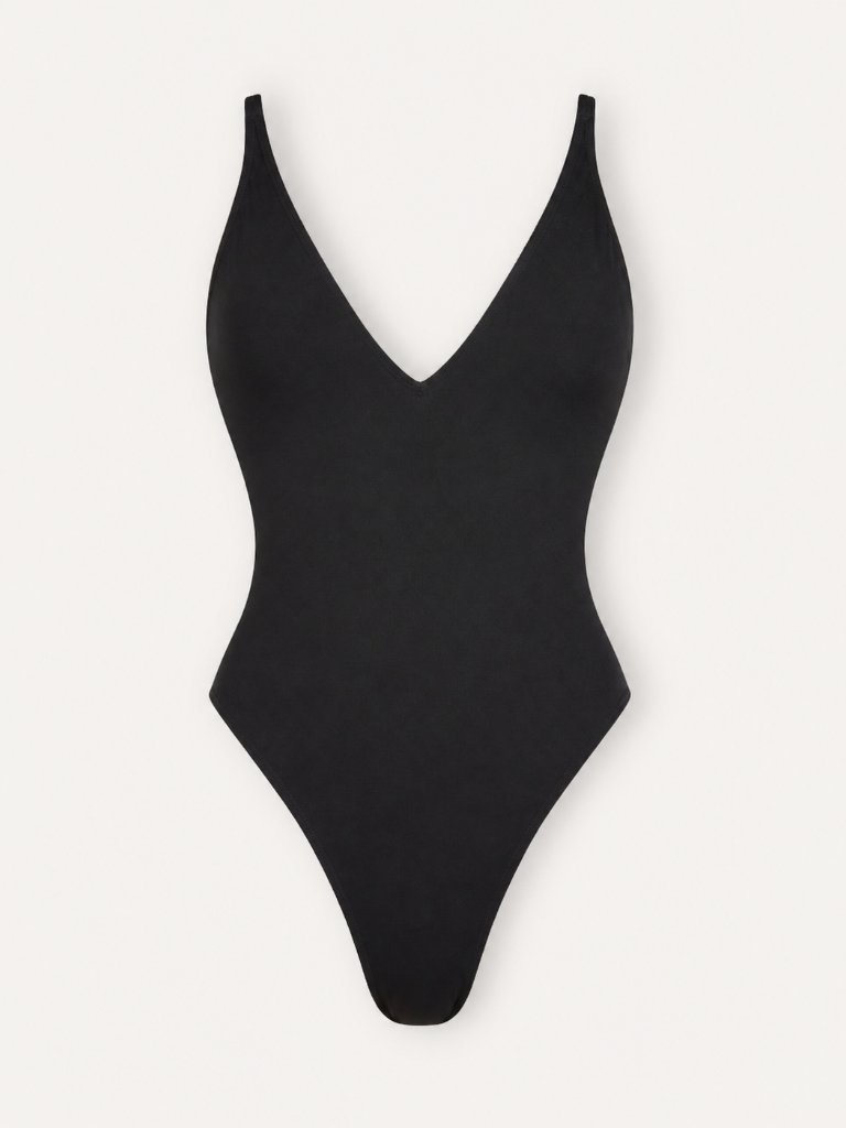 Nwt Ta3 Shaping Swimwear Hi Cut Plungey In Black Size Xs Reg/Long
